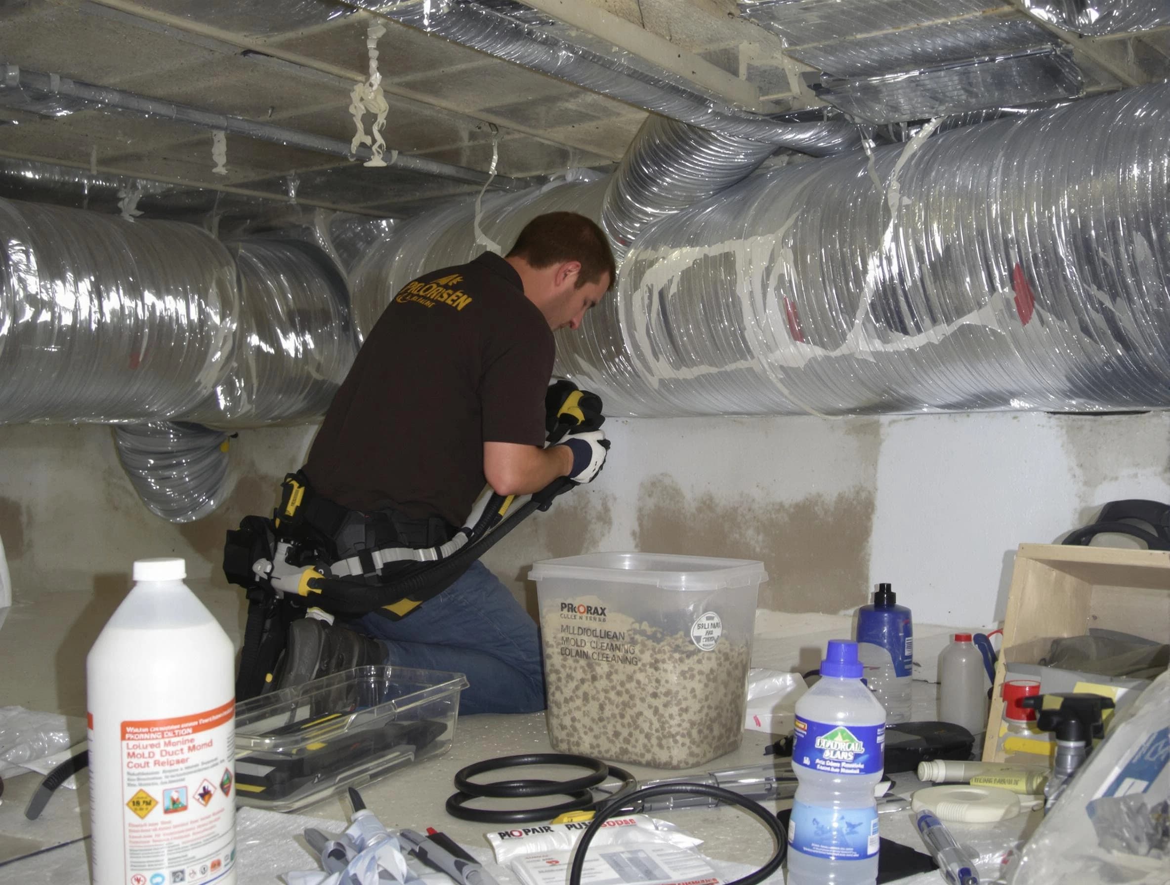 Gloucester Air Duct Cleaning specialist performing professional mold removal from air ducts in Gloucester