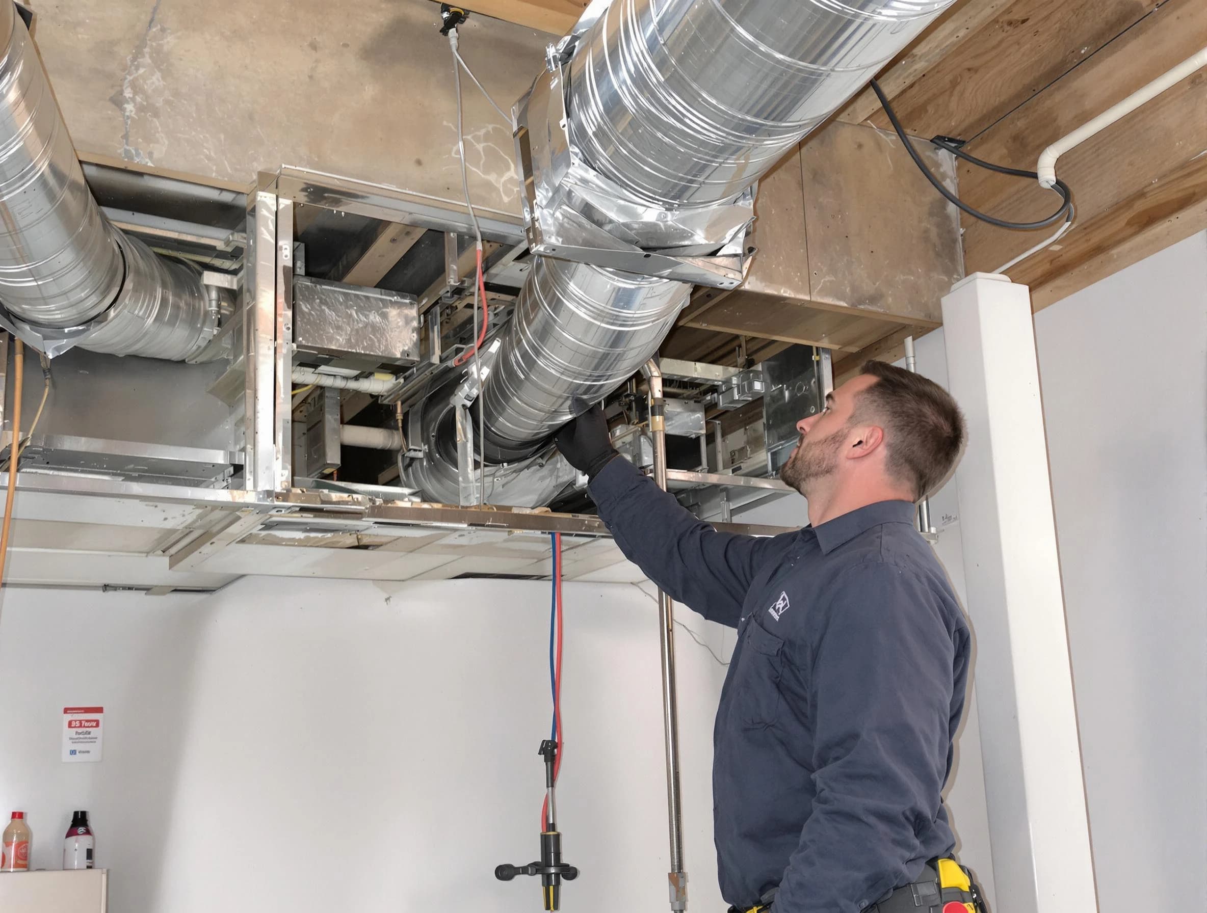 Gloucester Air Duct Cleaning technician performing professional air duct repair using specialized tools in Gloucester