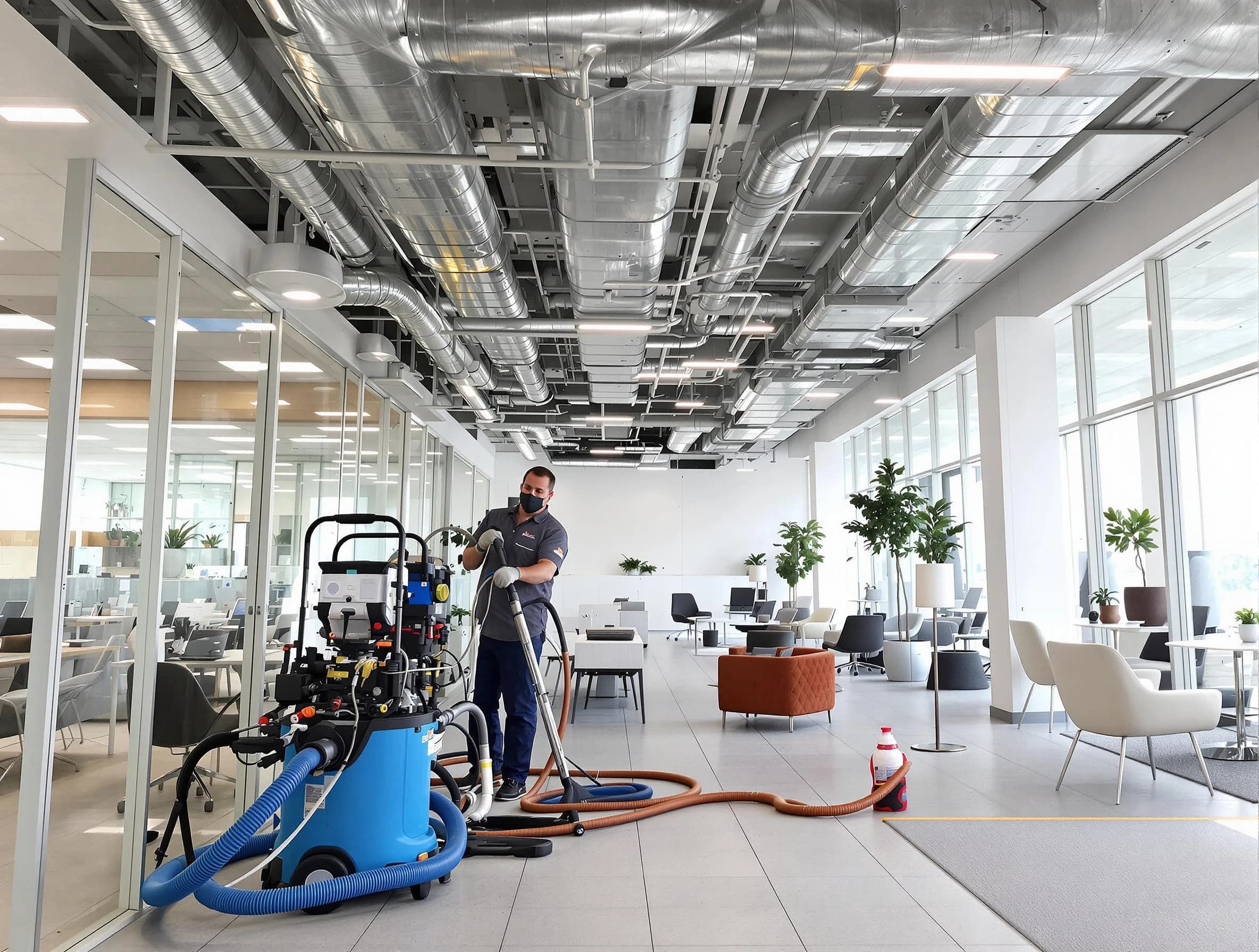 Gloucester Air Duct Cleaning team conducting comprehensive commercial duct cleaning at a business location in Gloucester