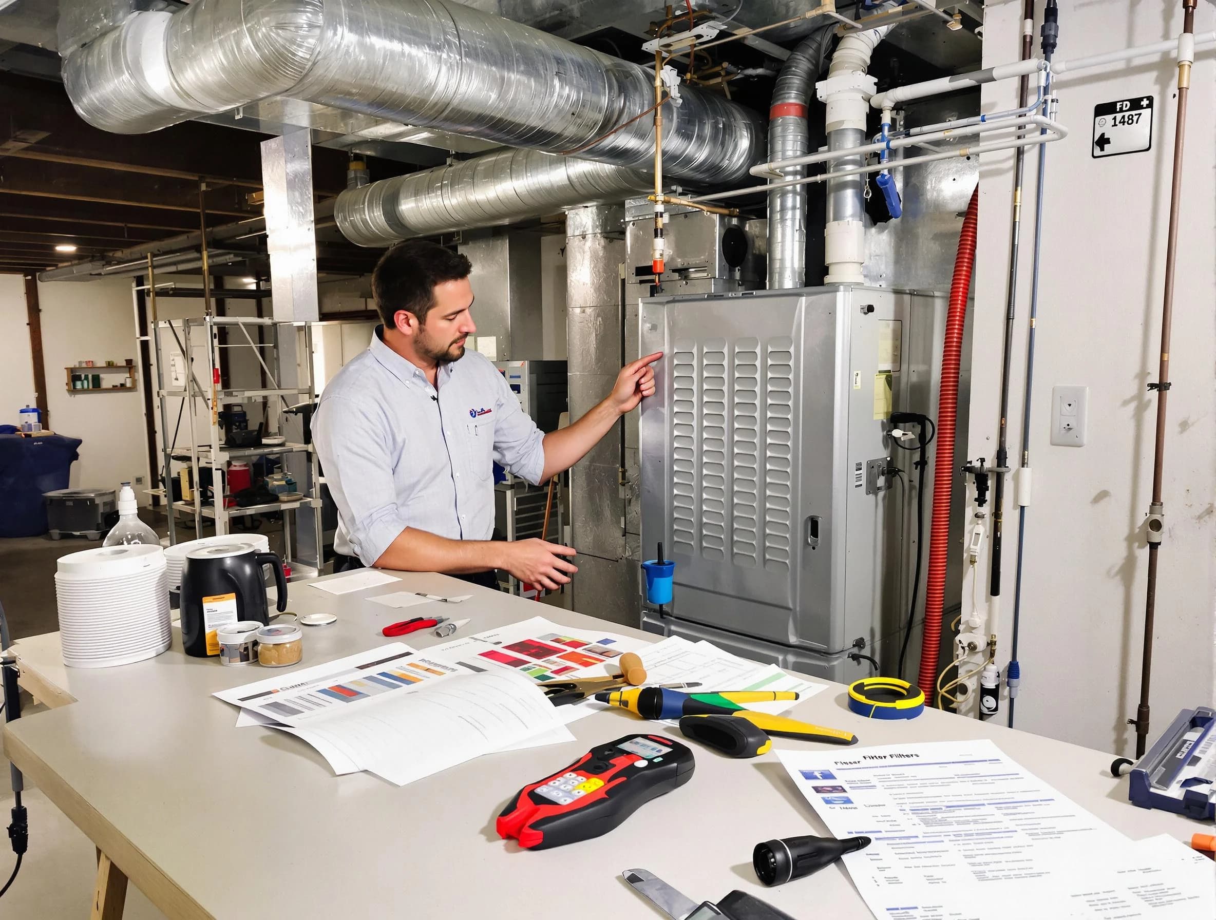 Gloucester Air Duct Cleaning inspector conducting detailed filter system evaluation using professional diagnostic tools in Gloucester