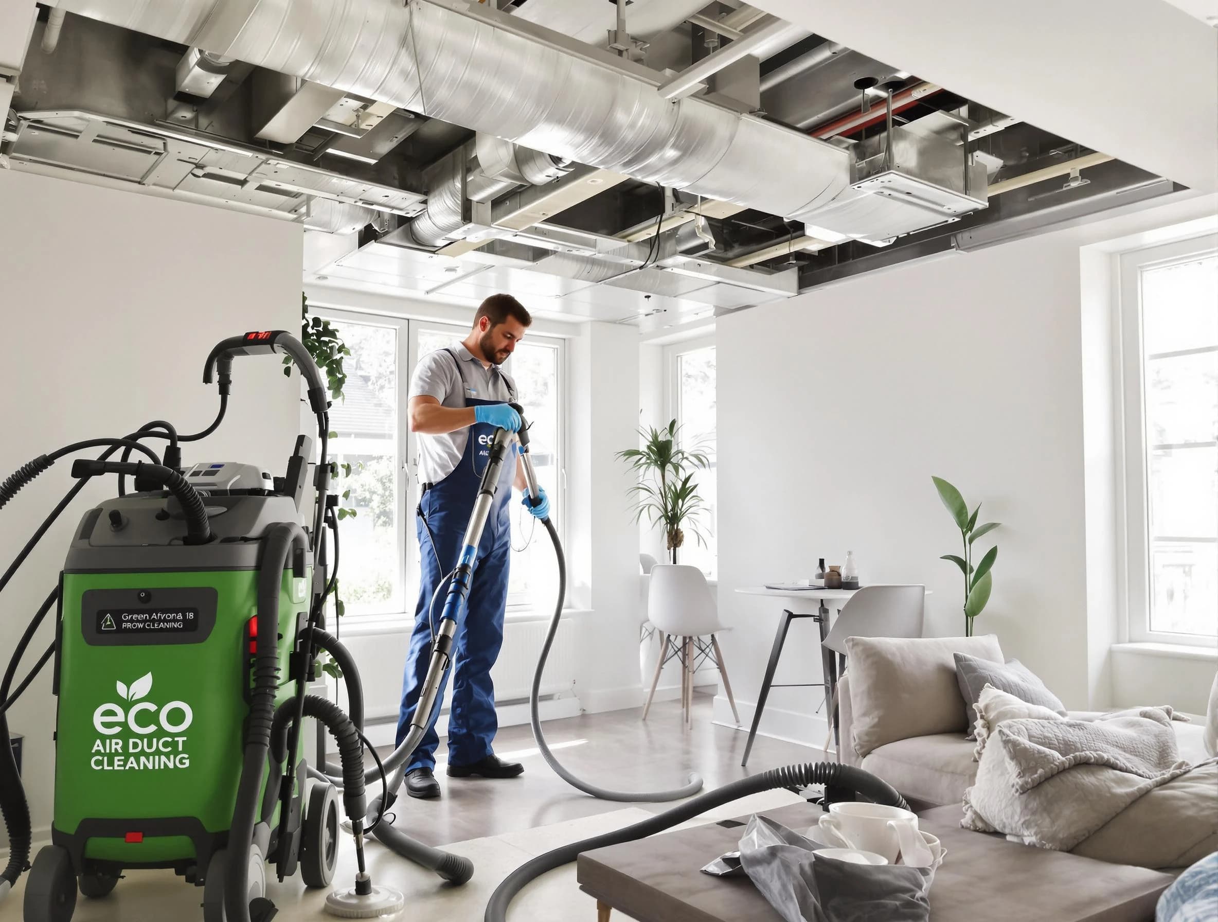 Gloucester Air Duct Cleaning technician performing eco-friendly duct cleaning using sustainable methods in Gloucester