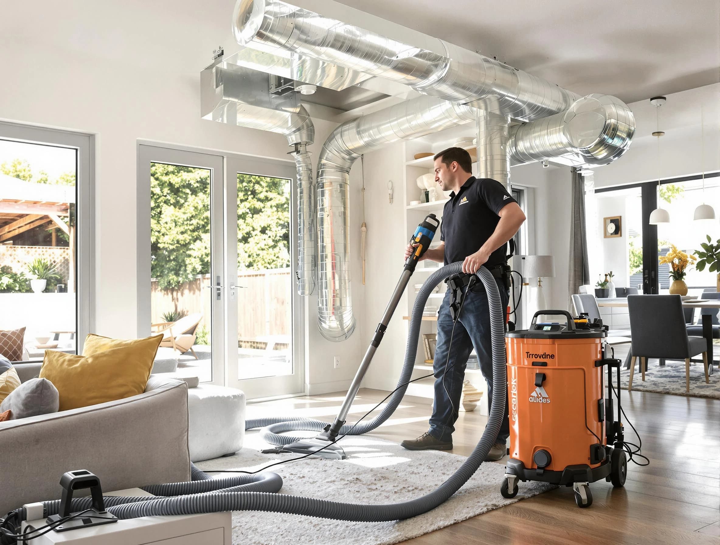 Gloucester Air Duct Cleaning specialist performing thorough residential duct cleaning using advanced equipment in Gloucester