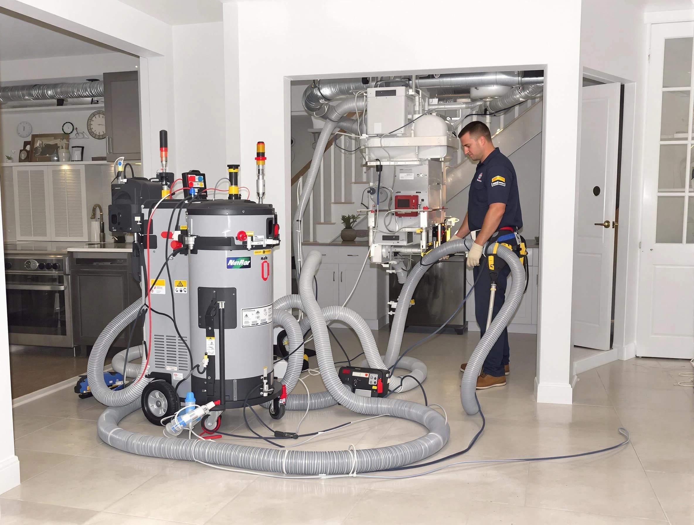 Gloucester Air Duct Cleaning technician operating negative pressure cleaning equipment for thorough duct maintenance in Gloucester
