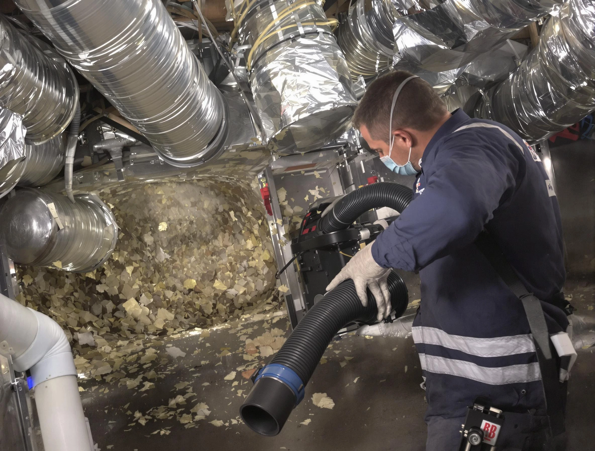 Gloucester Air Duct Cleaning specialist operating negative pressure cleaning equipment for thorough duct maintenance in Gloucester